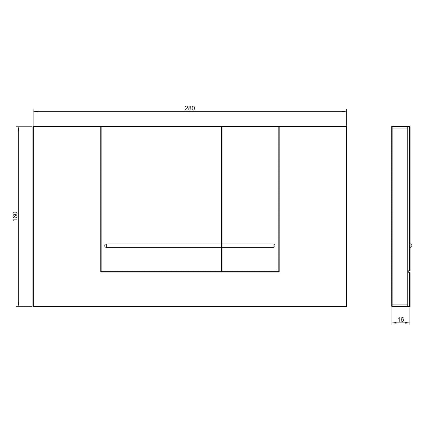 Alföldi EasyMont WC nyomólap fehér (9221 21 68) - méretrajz