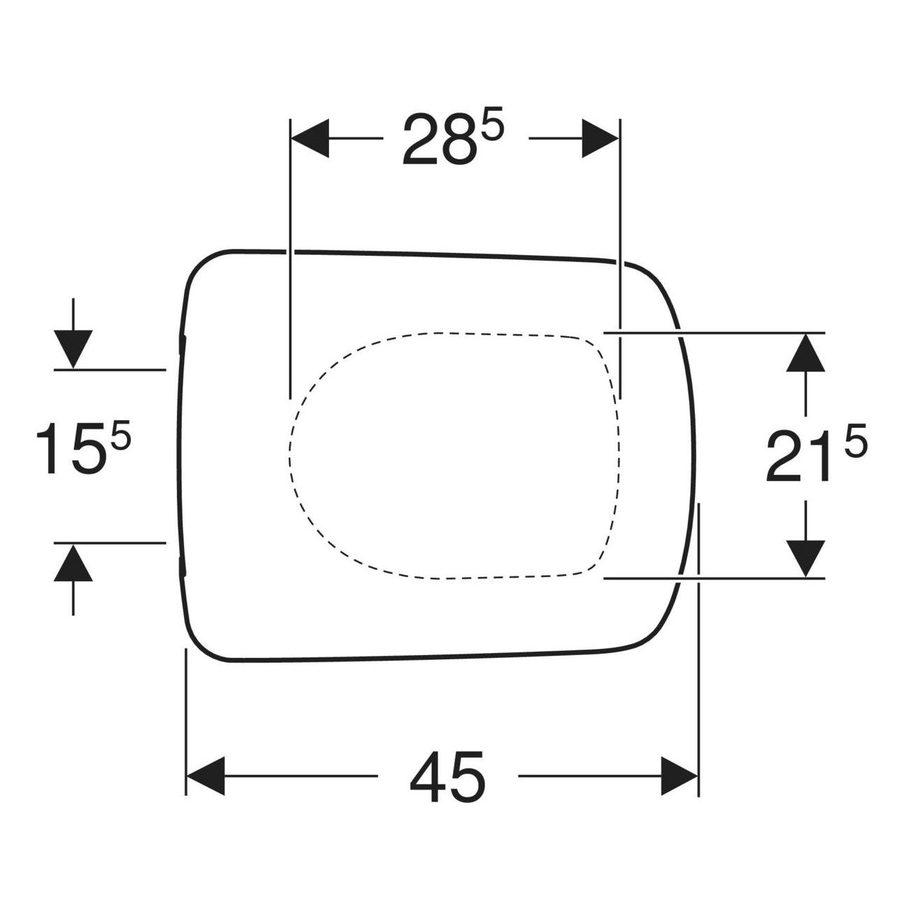 Geberit Selnova Square WC ülőke tetővel (500.332.01.1) - méretrajz