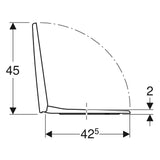Geberit Selnova Square WC ülőke tetővel (500.332.01.1) - méretrajz
