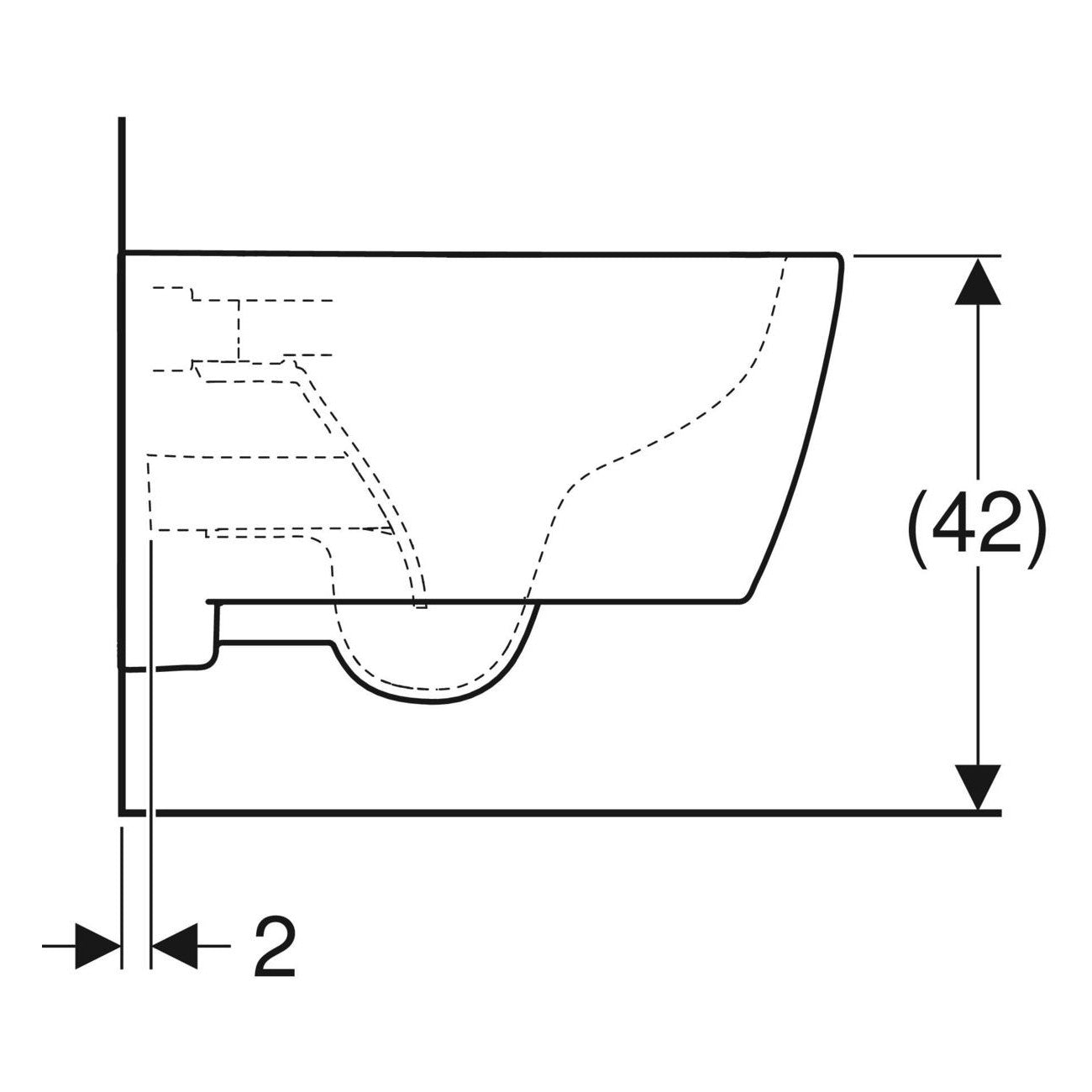 Geberit iCon fali WC, mélyöblítésű, zárt formájú, 53cm, új típus (501.661.00.1) - méretrajz
