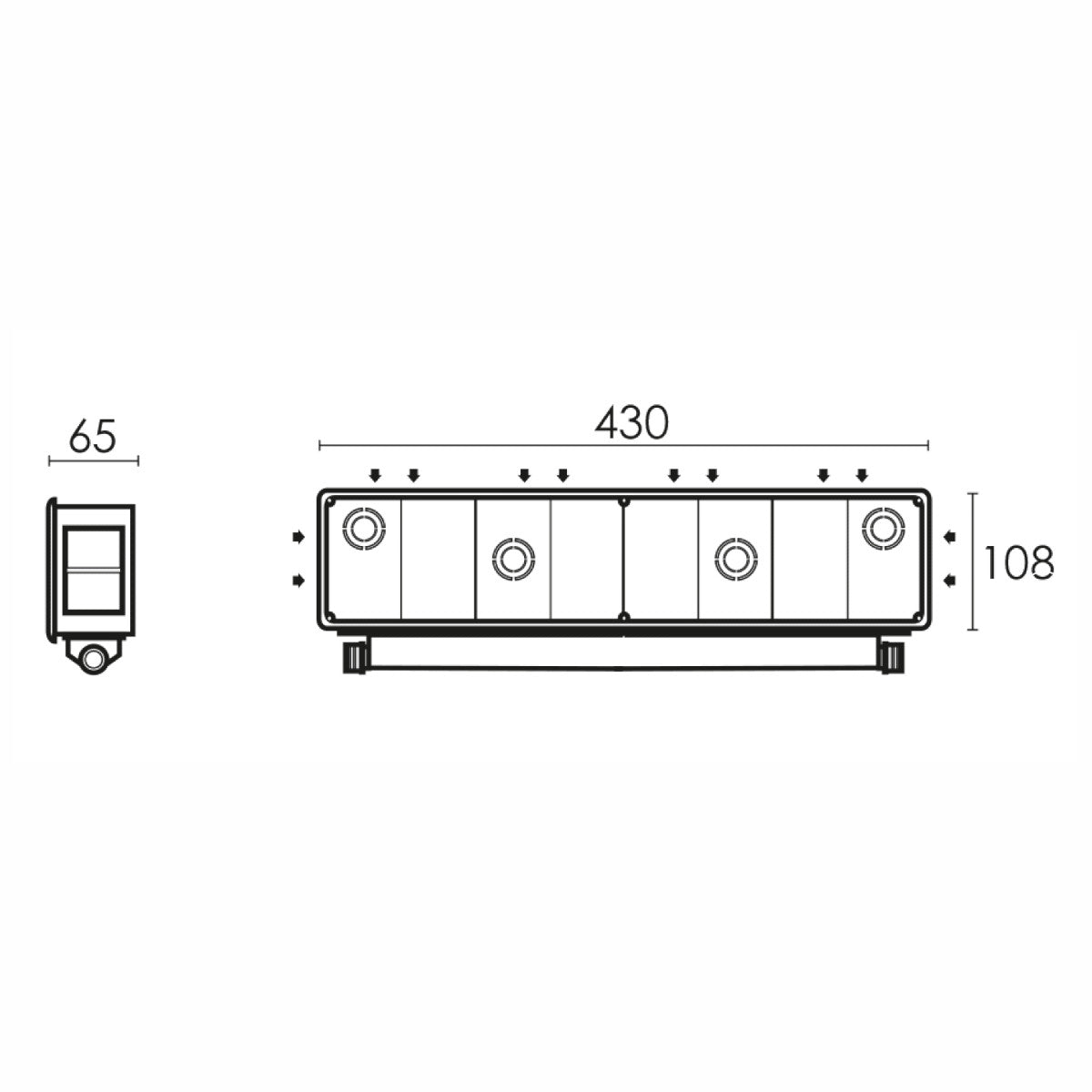 Install klíma szerelődoboz dual plus 430X108X65 - méretrajz