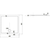 Jika Padana zuhanytálca, 90x90 cm, szögletes, fehér-1