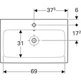Geberit iCon mosdó, 75x15,5x48,5cm, csaplyuk közepén, túlfolyó látható-3