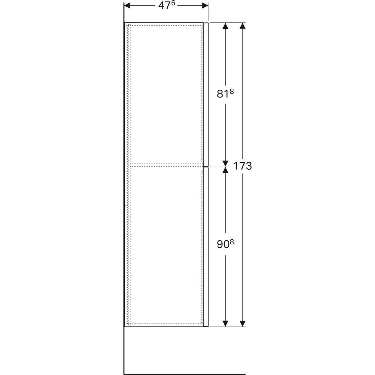 Geberit Acanto magas kiegészítő szekrény két kihúzható fiókkal, magasfényű fehér, 22x173x47,3 cm-3