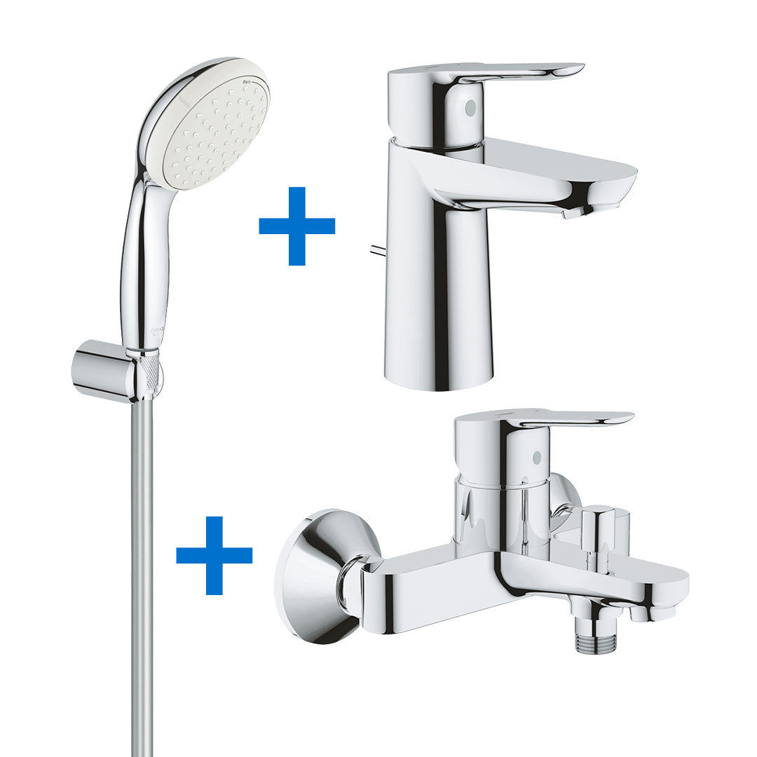 Grohe Bauedge mosdócsaptelep + BauEdge kádcsaptelep + TEMPESTA 100 II kézi zuhanyszett-0