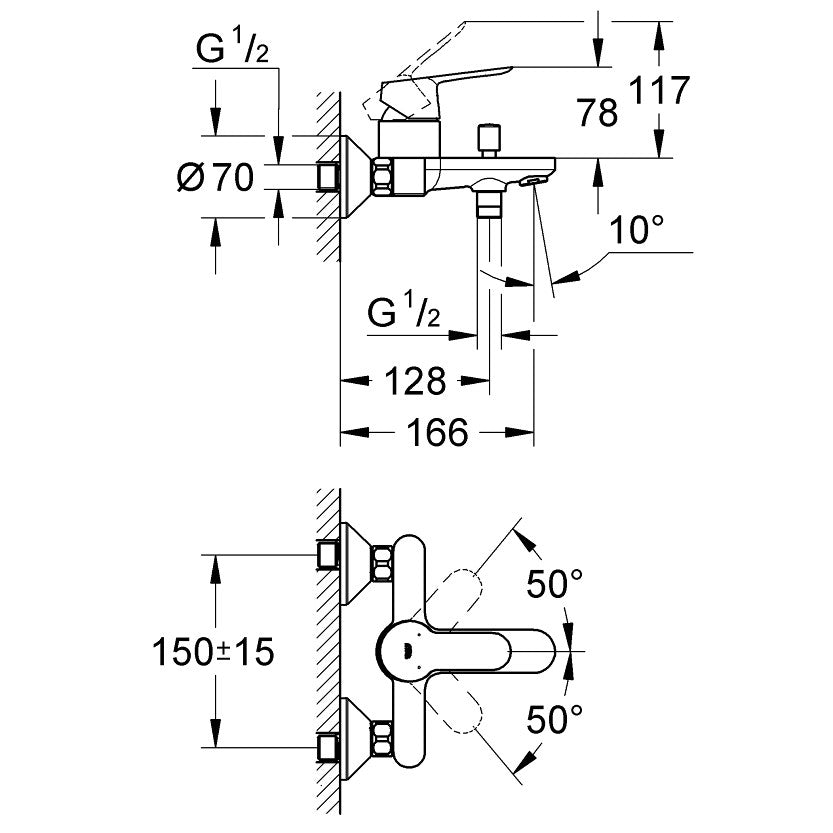 Grohe Bauedge mosdócsaptelep + BauEdge kádcsaptelep + TEMPESTA 100 II kézi zuhanyszett-5