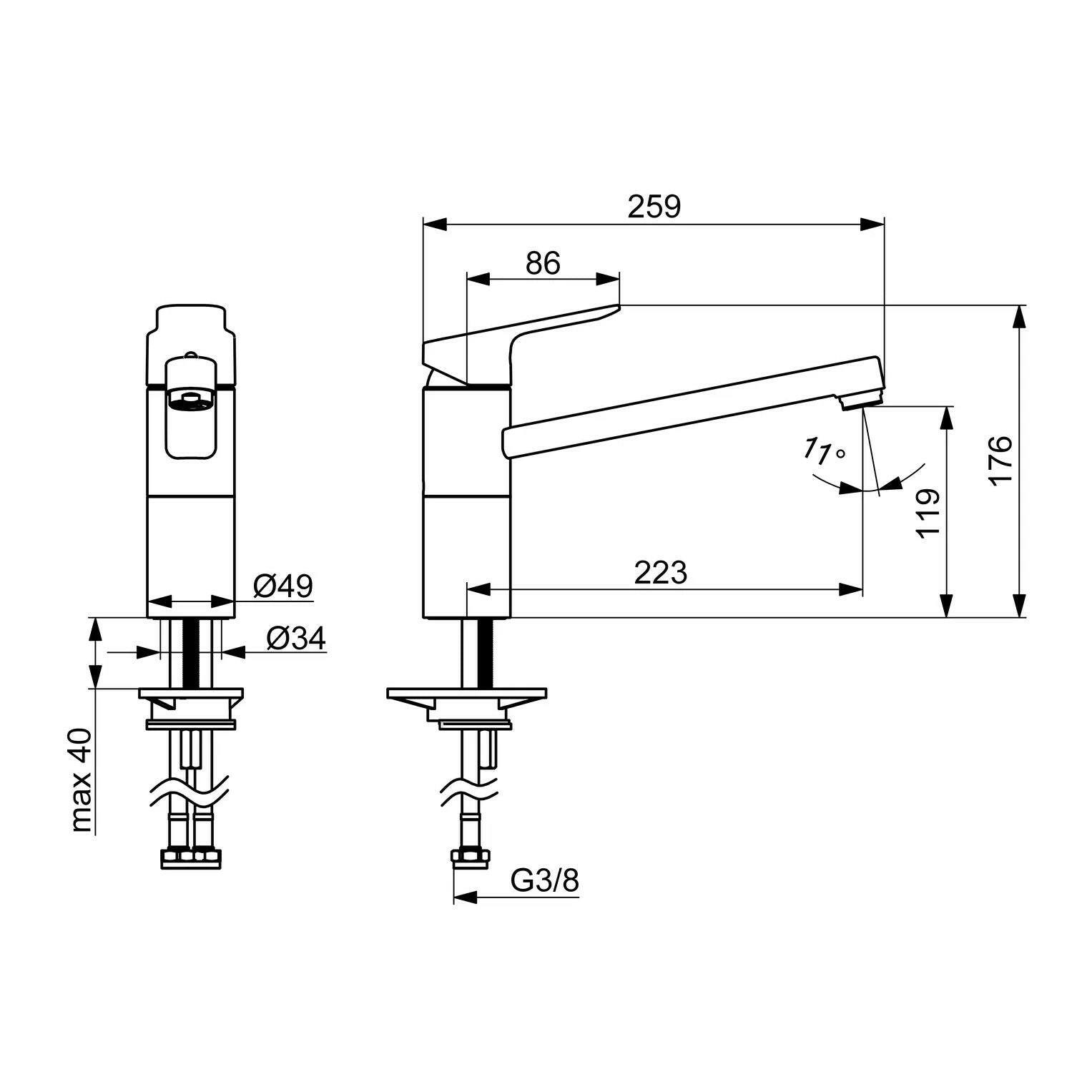 Hansa Basic mosogató csaptelep álló, forgatható kifolyócsővel-1