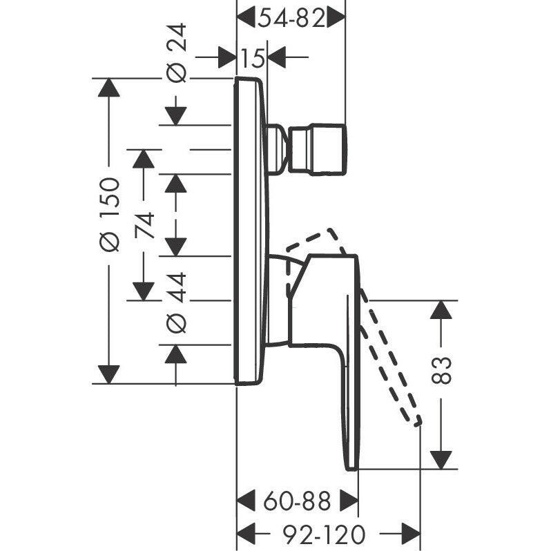 Hansgrohe Vernis Blend egykaros kádcsaptelep falsík alatti szereléshez-2