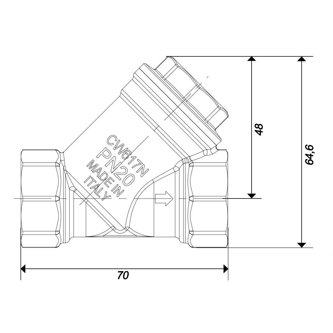 Vízszűrő Y Réz 3/4"-1