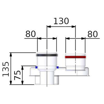Tricox PPs/Alu osztó adapter, 60/100 - 2x80mm-2