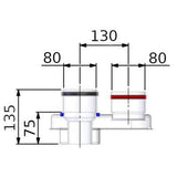 Tricox PPs/Alu osztó adapter, 60/100 - 2x80mm-2