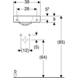Geberit iCon kézmosó, 38x13,5x28cm, csaplyuk jobbra, túlfolyó nélkül-3