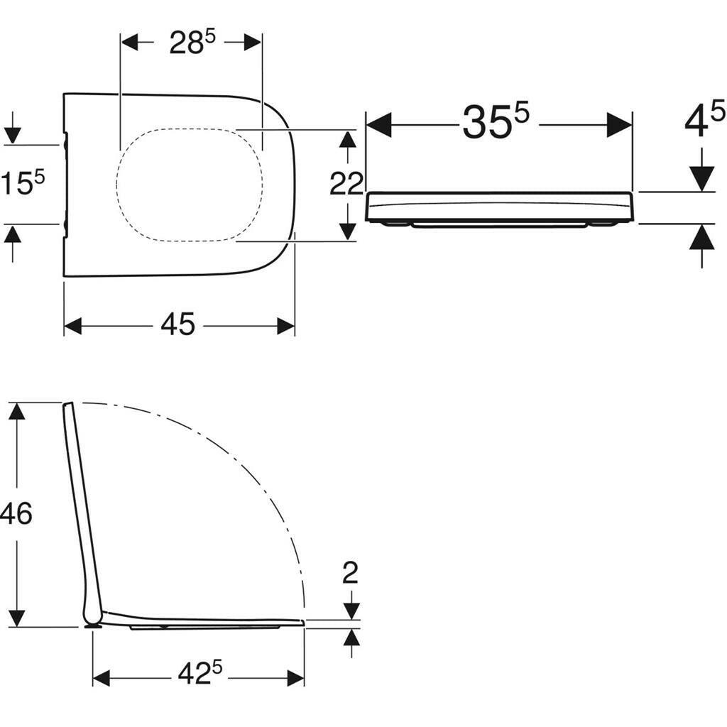 Geberit Smyle Square WC tető, keskeny, SoftClose, króm zsanér - felső rögzítés-2