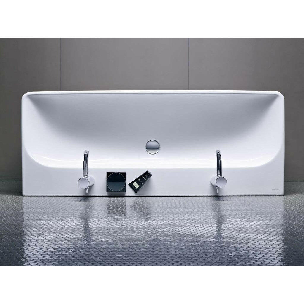 Geberit Smyle Square mosdó, 90x16.5x48cm, csaplyuk bal és jobb oldalt, túlfolyóval-1