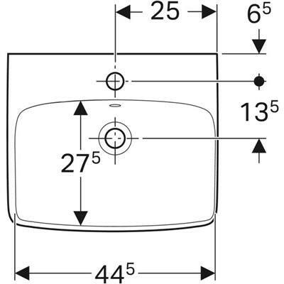 Geberit Selnova Square mosdó, látható túlfolyóval, 50x17x42cm 500.310.01.1-1