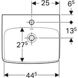 Geberit Selnova Square mosdó, látható túlfolyóval, 50x17x42cm 500.310.01.1-1