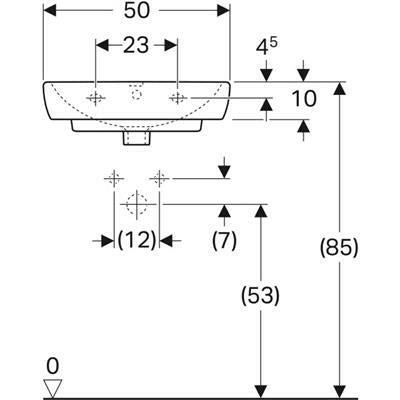 Geberit Selnova Square mosdó, látható túlfolyóval, 50x17x42cm 500.310.01.1-2