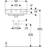 Geberit Selnova Square mosdó, látható túlfolyóval, 50x17x42cm 500.310.01.1-2
