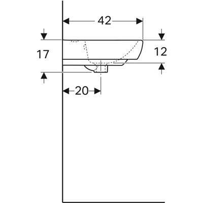 Geberit Selnova Square mosdó, látható túlfolyóval, 50x17x42cm 500.310.01.1-3