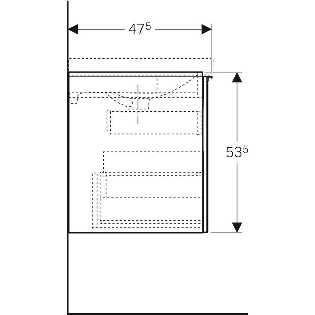Geberit Acanto alsó szekrény mosdóhoz, fényes üveg/fekete, 59x53,5x47,5cm-3