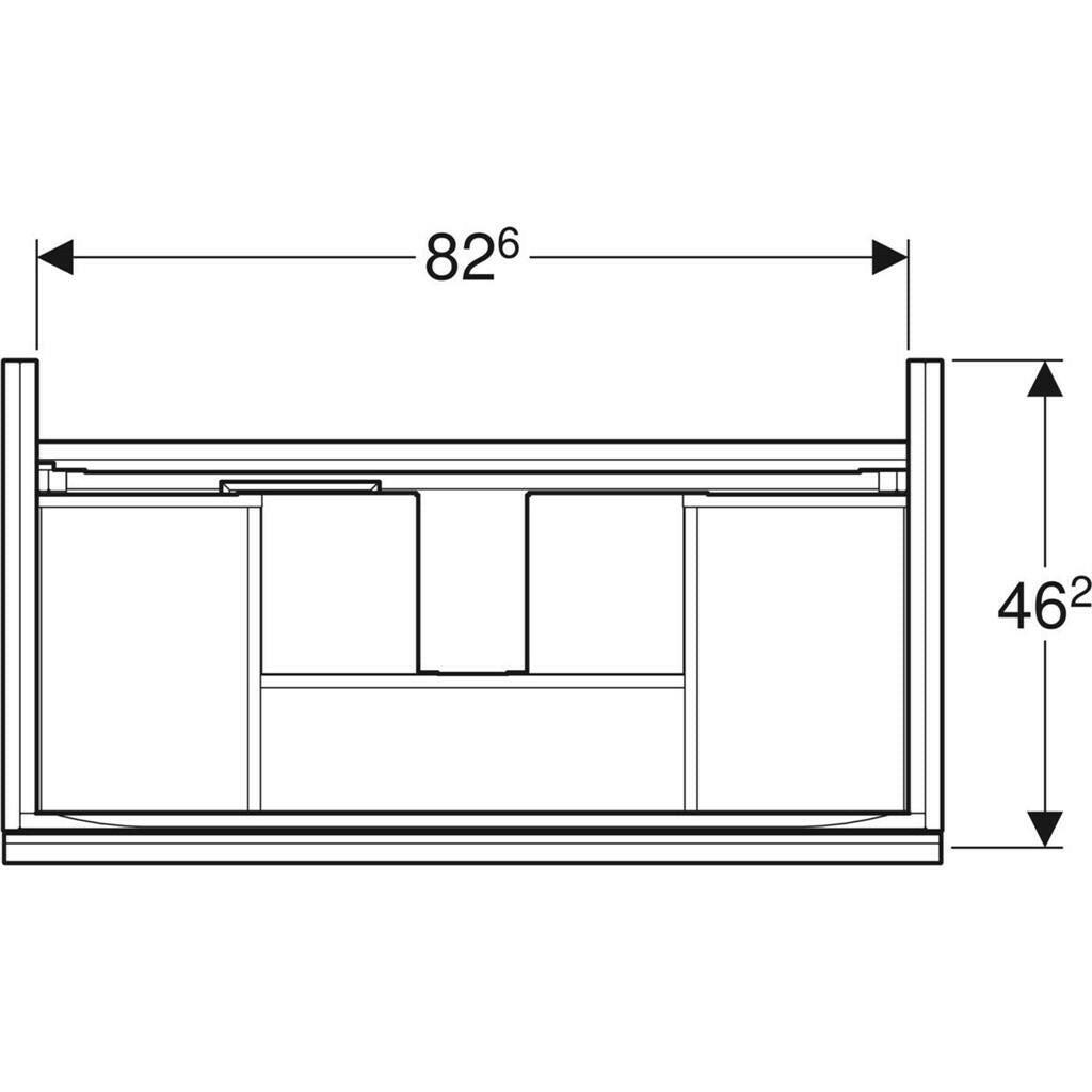 Geberit Acanto alsó szekrény mosdóhoz, fiók+belső fiókkal, 89x53.5x47.5, matt láva/fényes láva üveg-1