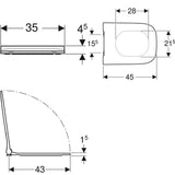Geberit Smyle Square WC tető, keskeny kivitel, gyorskioldó, lecsapódásgátló-2