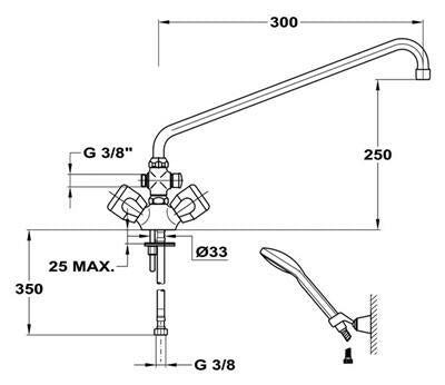 Mofém Eurosztár kád-mosdó csaptelep álló, zuhanyszettel-1