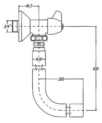 Mofém WC öblítőszelep cső nélkül (félfordítós)-1
