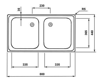 Mofém EVO 2 B mosogatótálca kétmedencés 80x44 cm (40109651)-1