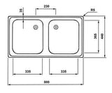Mofém EVO 2 B mosogatótálca kétmedencés 80x44 cm (40109651)-1