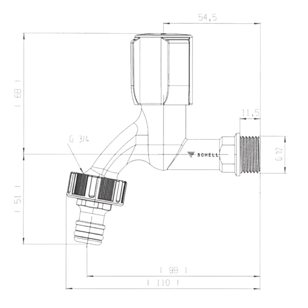 Schell Comfort kifolyószelep 1/2", visszafolyásgátlóval (033570699)