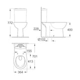 Grohe Bau Ceramic WC csésze, álló, monoblokkos, mély öblítéses, alsós, perem nélküli, falhoz szer. (39429000)