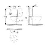 Grohe Bau Ceramic öblítőtartály monoblokkos WC csészéhez, alsó bekötési pont (39428, 39429, 39349)