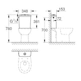 Grohe Bau Ceramic öblítőtartály monoblokkos WC csészéhez, oldalsó bekötési pont(39428, 39429, 39349) (39437000)