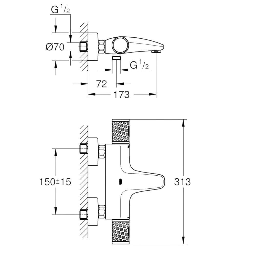 Grohe Grohterm 1000 Performance termosztátos kád csaptelep (34830000)
