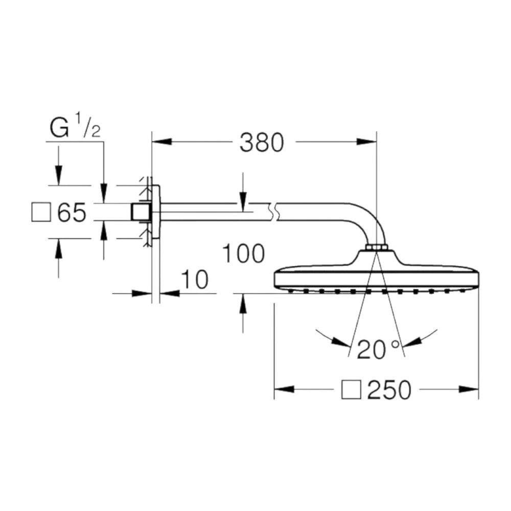 GROHE Tempesta Cube 250 fejzuhany szett, 380 mm, 1 funkciós (26687000)