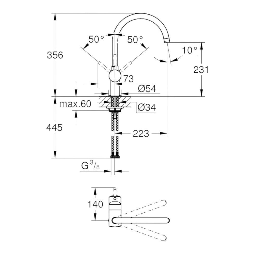 Grohe MINTA egykaros mosogató csaptelep, fekete (32917KS0)