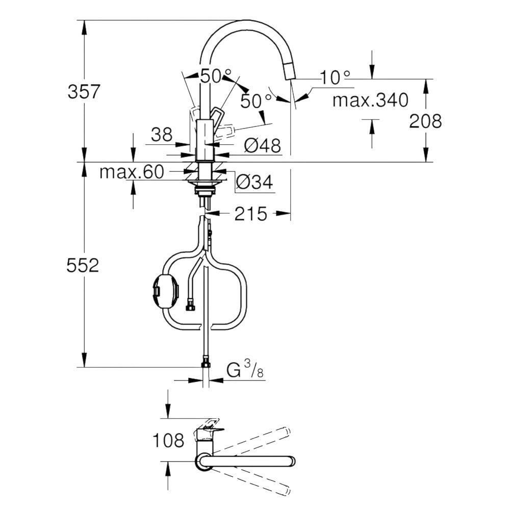 Grohe BauLoop mosogató csaptelep (30543000)