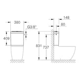 Grohe Bau Ceramic öblítőtartály monoblokkos WC csészéhez, oldalsó bekötés (39910)