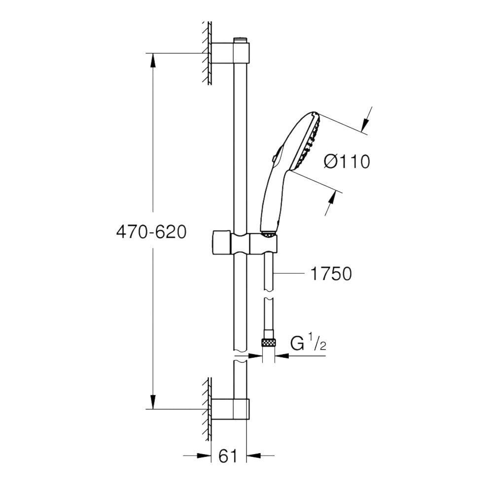 Grohe Tempesta 110 Sines zuhanyszett 2 spray (Rain, Jet), matt fekete (261622433)