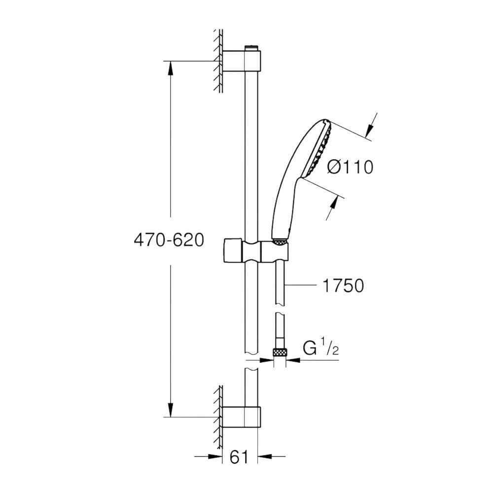 Grohe Tempesta 110 zuhanyszett, zuhanyrúd 600 mm (27924003)