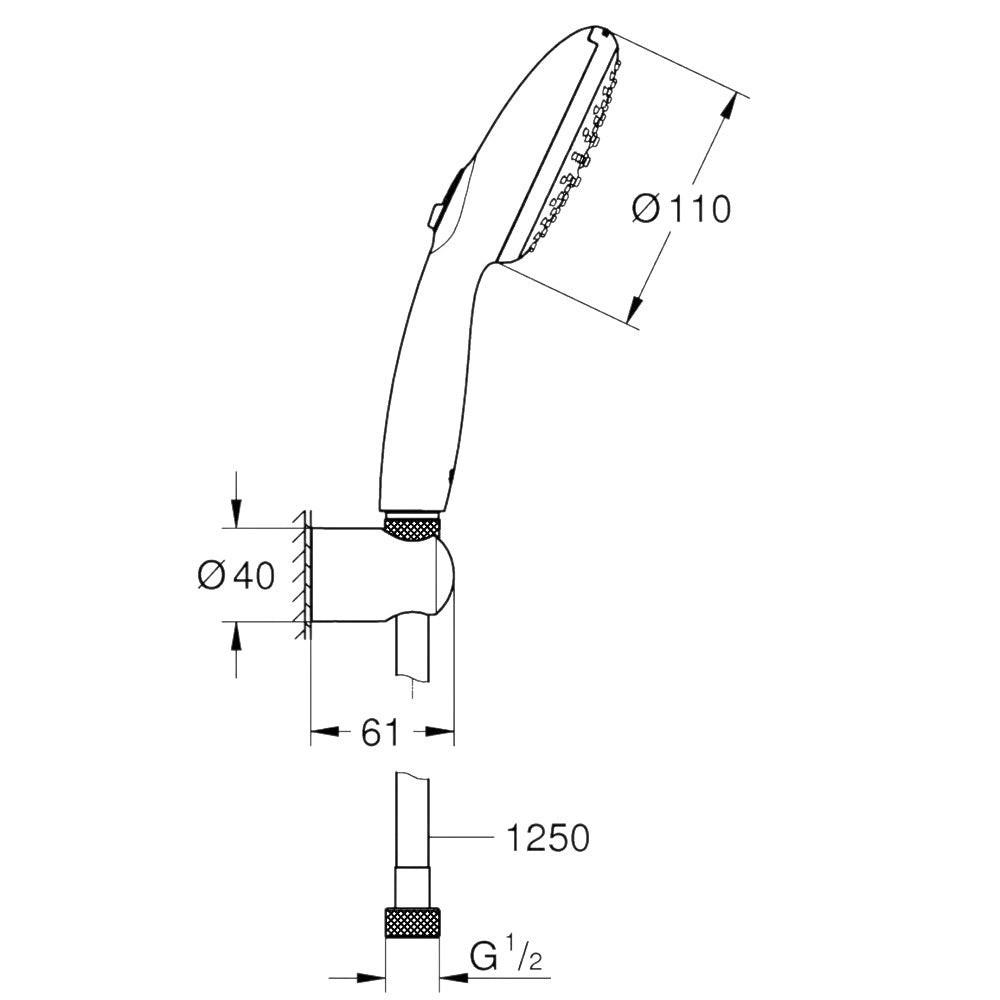 Grohe Tempesta 110 fali tartós szett 2 spray (Rain, Jet), matt fekete (261642433)
