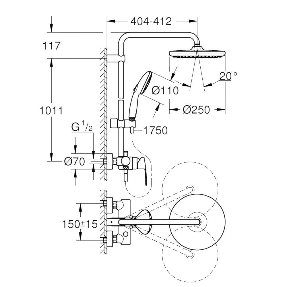 Grohe Tempesta System 250 zuhanyrendszer, Tempesta 250 fejzuhany (26673001)