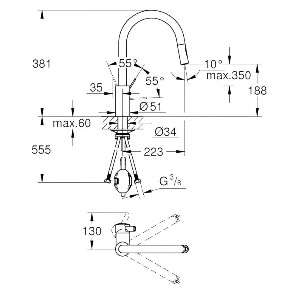 Grohe Eurosmart Cosmopolitan mosogatócsaptelep (31481001)
