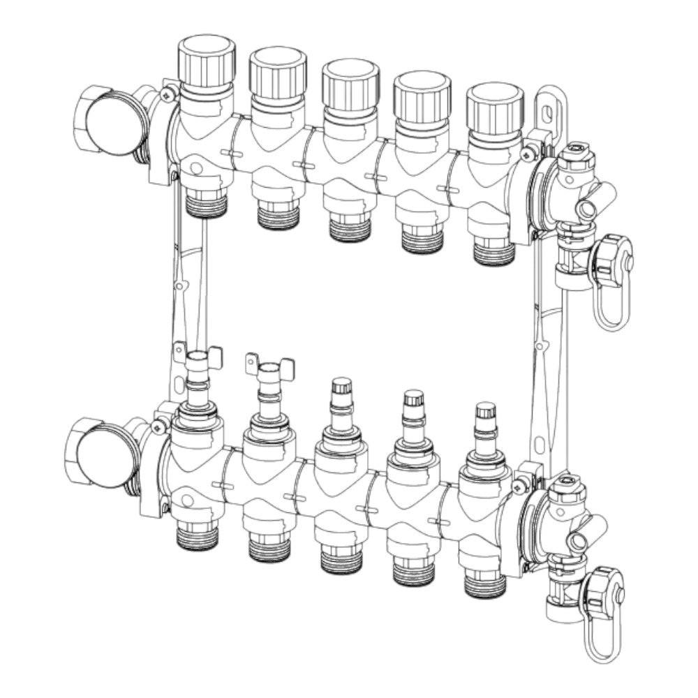 Uponor Vario M osztó-gyüjtő áramlásmérővel, 5x3/4" (1085947)