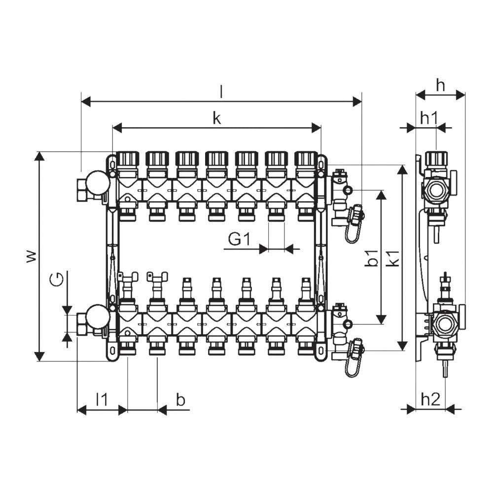 Uponor Vario M osztó-gyüjtő áramlásmérővel, 5x3/4" (1085947)