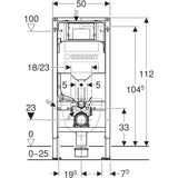 Geberit Duofix WC-tartály, 112cm, 12 cm-es falsík alatti öblítőtartály + elektromos csatlakozódoboz (111.921.00.6) - Méretrajz