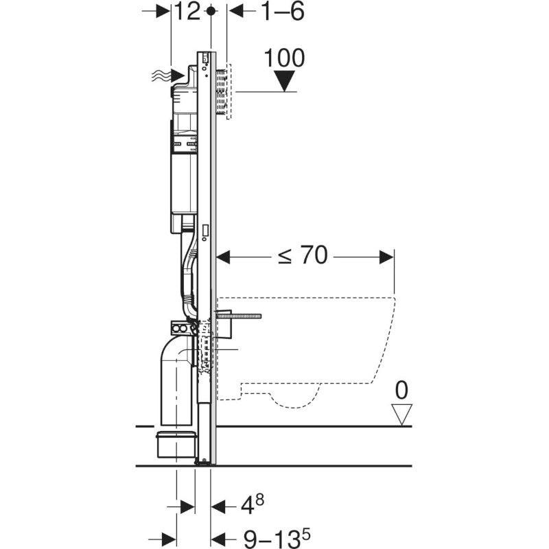 Geberit Duofix WC - tartály, 112cm, 12 cm - es falsík alatti öblítőtartály + elektromos csatlakozódoboz (111.921.00.6)