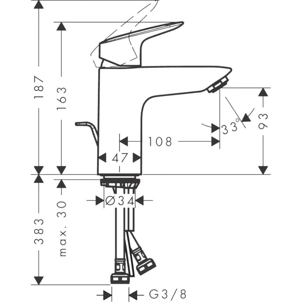 Hansgrohe Logis egykaros mosdócsaptelep 100 mm matt fekete (71100670)