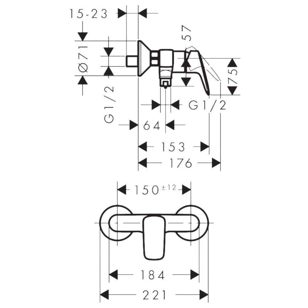 Hansgrohe Logis egykaros zuhanycsaptelep (71600670), matt - fekete